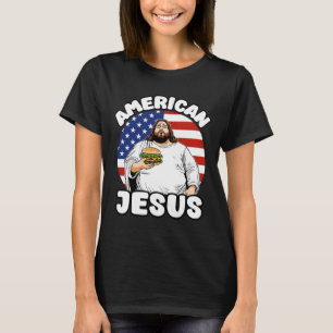 Camiseta Funny Fat American Jesus Hamburger Sarcástico 4O