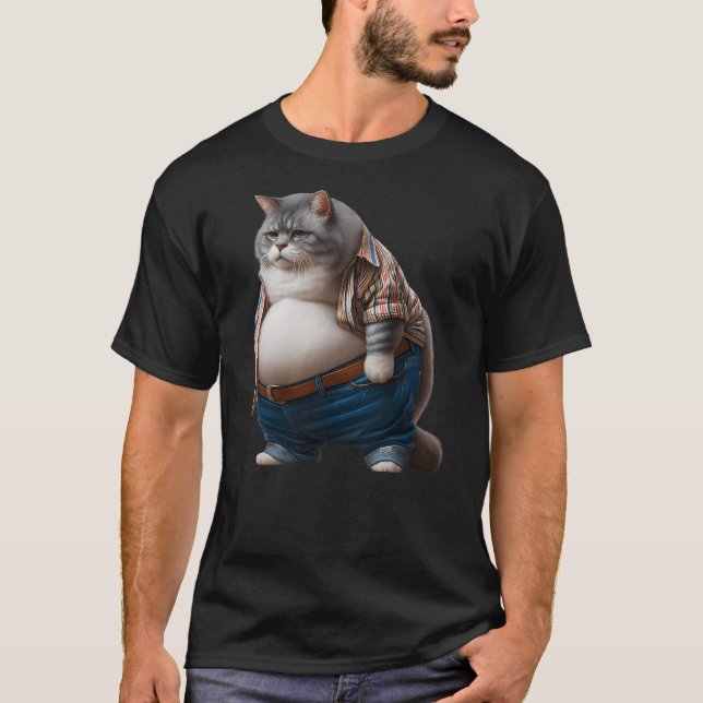 Camiseta Funny Fat Cat Graphic Fat Kitten Design Chubby Cat (Anverso)