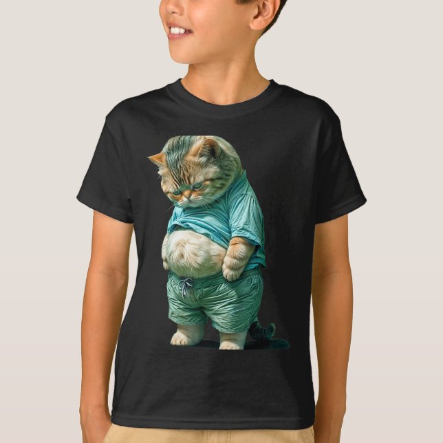 Camiseta Funny Fat Cat Ia Art Design Print  (Anverso)