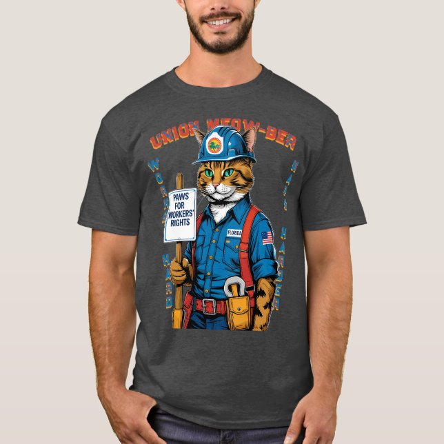 Camiseta Funny Feline Union Member Labour Day desde Florida (Anverso)