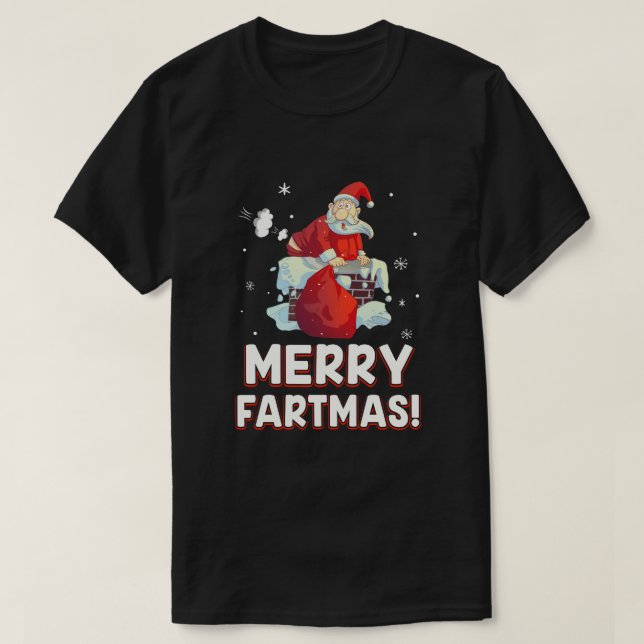 Camiseta Funny Feliz Fartmas Santa Claus Farting Navidades (Diseño del anverso)