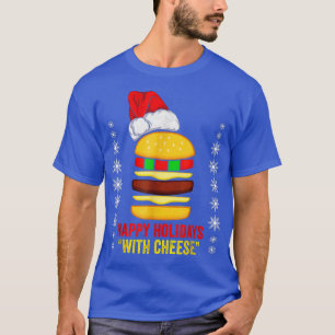 Camiseta Funny Feliz feriado con hamburguesa de queso Santa