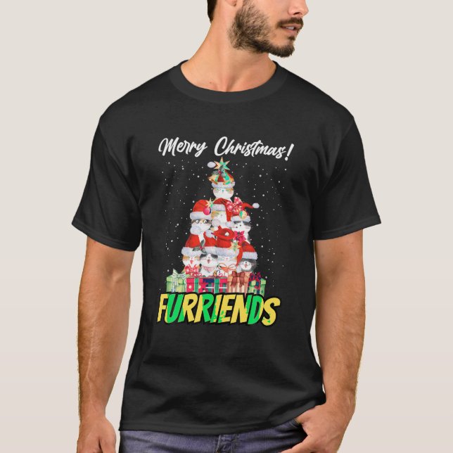 Camiseta Funny Feliz Navidad Furriends Cuato Cat Lover Chr (Anverso)