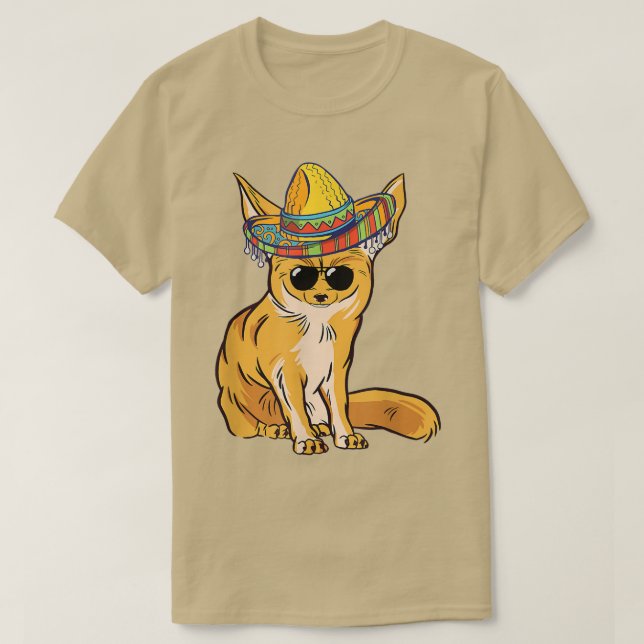 Camiseta Funny Fennec Fo Sombrero Meican Sunglass Fennec Fo (Diseño del anverso)
