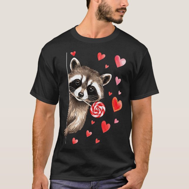 Camiseta Funny Feral Raccoon Valentine's Day Sarcastic Humo (Anverso)