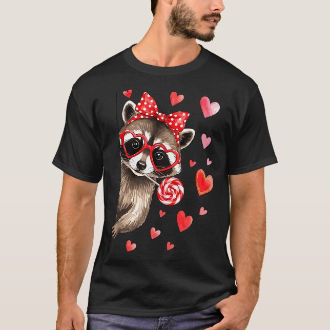 Camiseta Funny Feral Raccoon Valentine's Day Sarcastic Humo (Anverso)