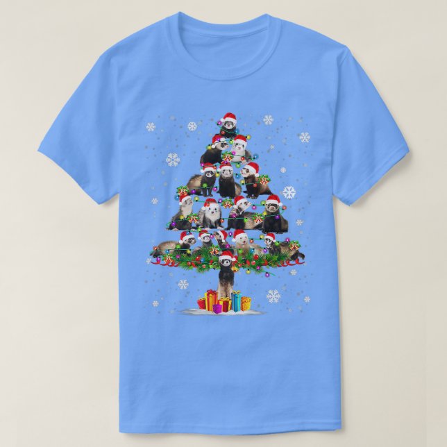 Camiseta Funny Ferret Christmas Tree Light Gorra En Nieve S (Diseño del anverso)