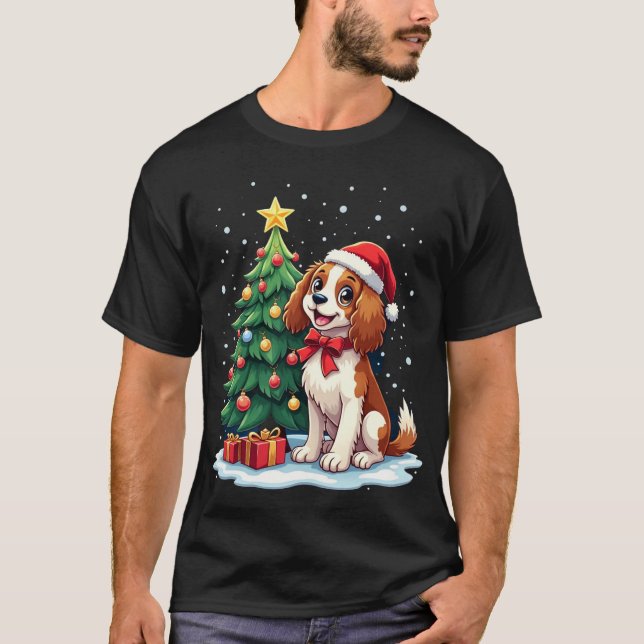 Camiseta Funny Festive Dog Costume with decorated Christmas (Anverso)