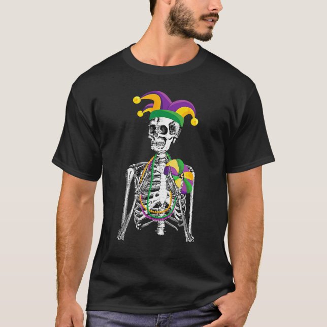 Camiseta Funny Fiesta del Carnaval de Esqueletos de Mardi G (Anverso)