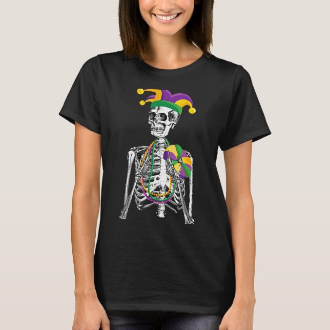 Camiseta Funny Fiesta del Carnaval de Esqueletos de Mardi G (Anverso)
