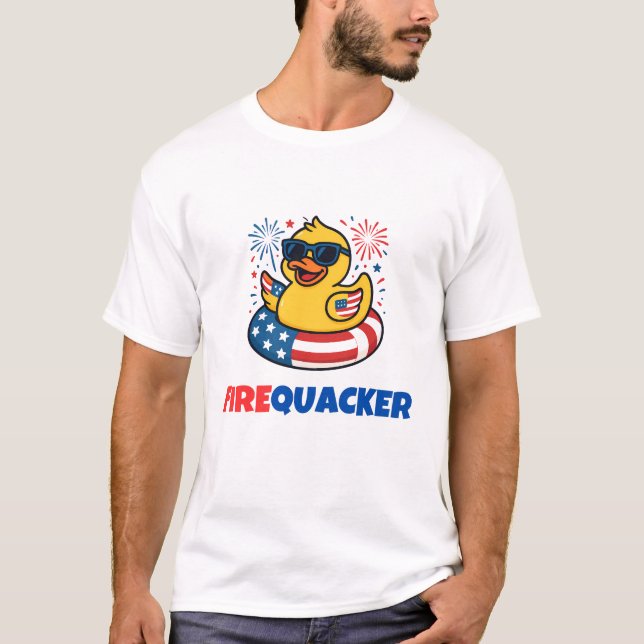 Camiseta Funny Firequacker Duck Cuarto De Julio Humor (Anverso)