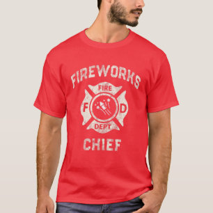 Camiseta Funny FIREWORKS CHIEF bombero gorro de incendio en