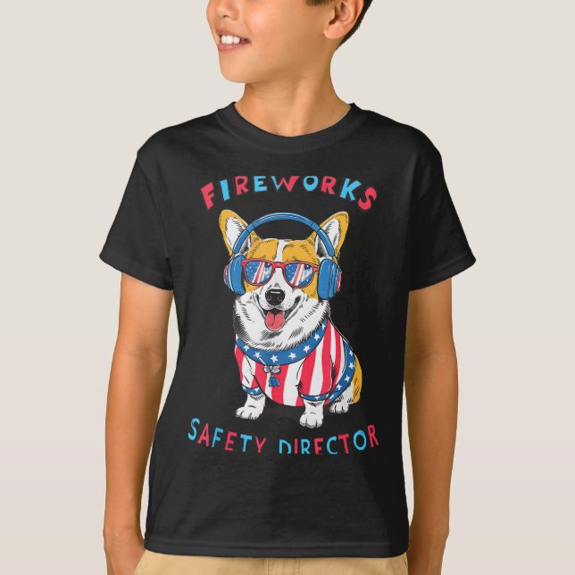 Camiseta Funny Fireworks Safety Director Dog Technician Exp (Anverso)