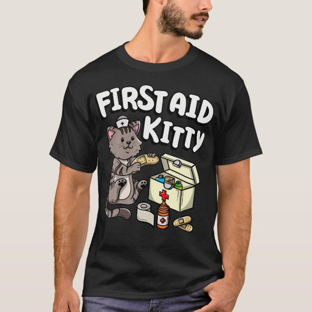 Camiseta Funny First Aid Kitty Cat Medical Doctor Nurse (Anverso)