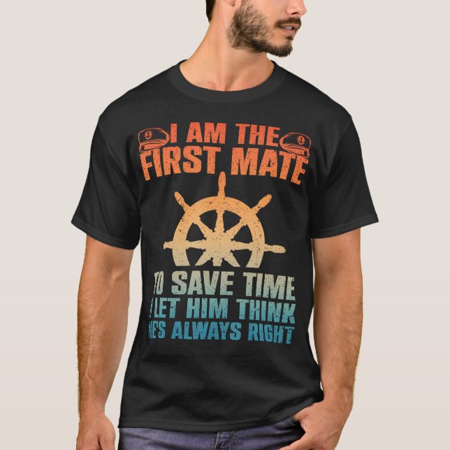 Camiseta Funny First Mate For Men Women Pontoon Boat Captai (Anverso)