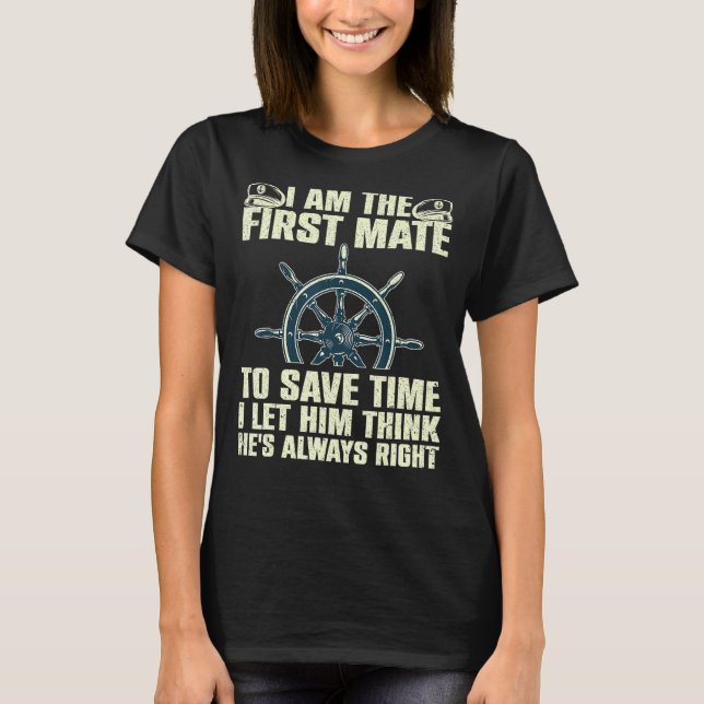 Camiseta Funny First Mate Para Hombres Mujeres Pontoon Bote (Anverso)