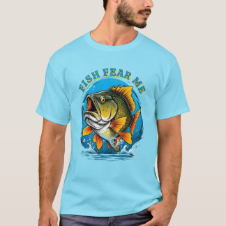 Camiseta Funny Fish Fear Me Fisherman Sports