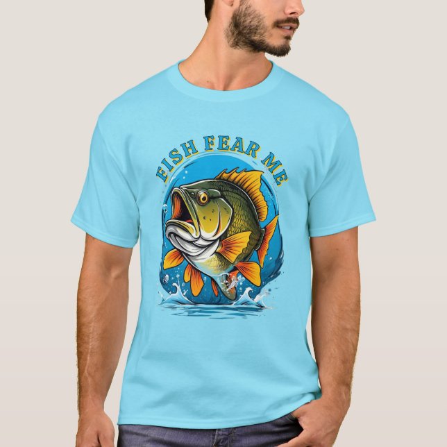 Camiseta Funny Fish Fear Me Fisherman Sports (Anverso)