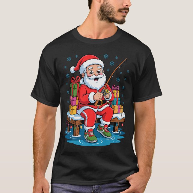 Camiseta Funny Fisherman Santa Fishing Lovers Christmas Xma (Anverso)
