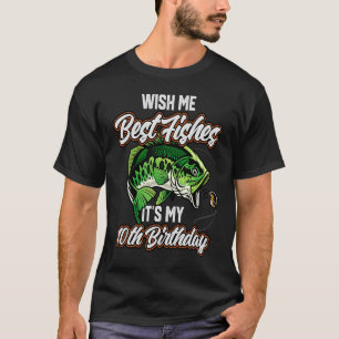 Camiseta Funny Fisherman's 10th Birthday 10 Bass Fishing B