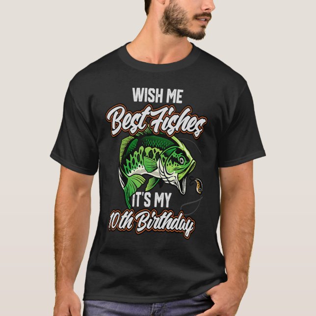 Camiseta Funny Fisherman's 10th Birthday 10 Bass Fishing B (Anverso)