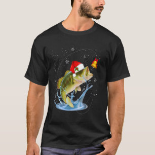 Camiseta Funny Fishing Santa Hat Navidades Pajama Fisherme