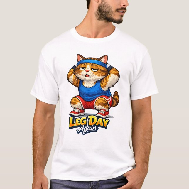 Camiseta Funny Fitness Cat Illustration – Gym Meme (Anverso)