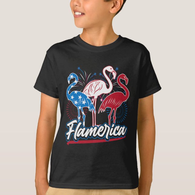 Camiseta Funny Flamingo 4 De Julio Bandera Patriótica Estad (Anverso)