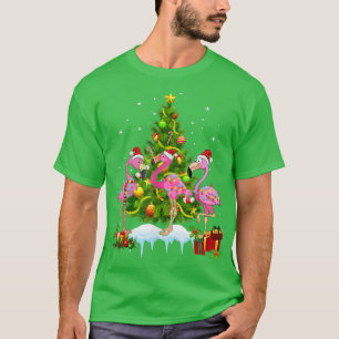 Camiseta Funny Flamingo Christmas Xmas Lights Merry Flaming