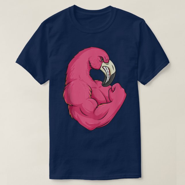 Camiseta Funny Flamingo Halterofilia Constructor de cuerpos (Diseño del anverso)