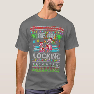Camiseta Funny Flamingo ilumina a Navidades suéteres feos A