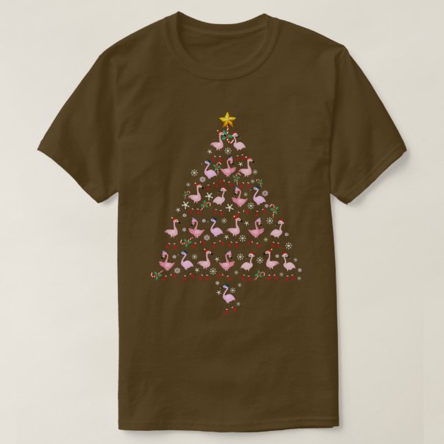 Camiseta Funny Flamingo Lover Navidades Light Tree Pajama T (Diseño del anverso)