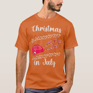 Camiseta Funny Flamingo Navidades de autos de camping rosad