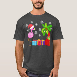 Camiseta Funny Flamingo Rosa Santa Hat Feliz Navidad En J