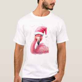 Camiseta Funny flamingo santa hat Merry Navidades tropicale