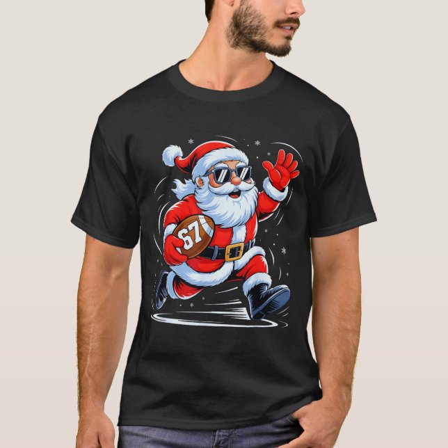 Camiseta Funny Football Santa 67 Christmas Xmas Holiday Boy (Anverso)