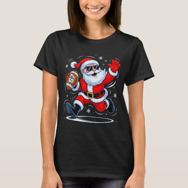 Camiseta Funny Football Santa 67 Christmas Xmas Holiday Boy (Anverso)