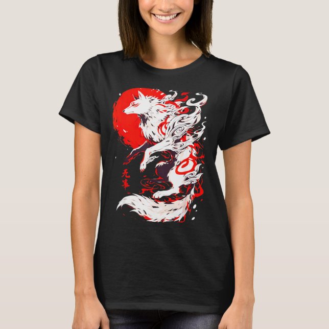 Camiseta Funny Fox Animal Cute Okami Basic Japan Style Retr (Anverso)