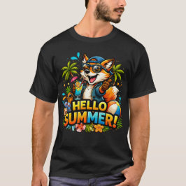 Camiseta Funny Fox Hello Summer Cartoon Design