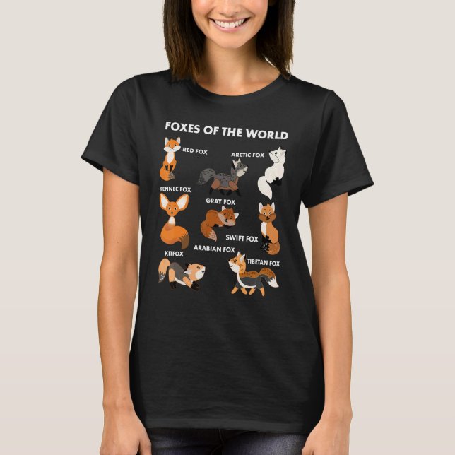 Camiseta Funny Foxes Of The World Shirt Foxes Lovers Gifts  (Anverso)