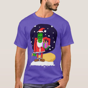 Camiseta Funny Frankenstein Usando Navidades de Santa Suit