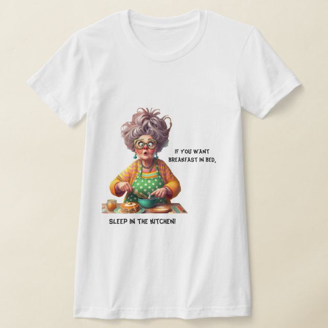 Camiseta Funny Frazzled Old Lady Pancake Making Personaliza (Distribución)