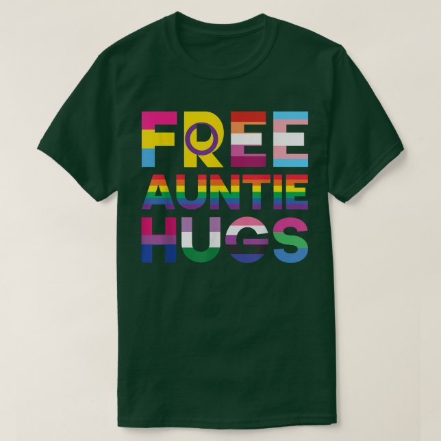 Camiseta Funny Free Auntie Hugs Rainbow LGBTQ Pride Month  (Diseño del anverso)