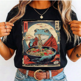 Camiseta Funny Frog Eating Noodles Japanese for Cute Gift 