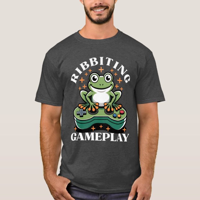 Camiseta Funny Frog Gamer, Retro Video Game Controller (Anverso)