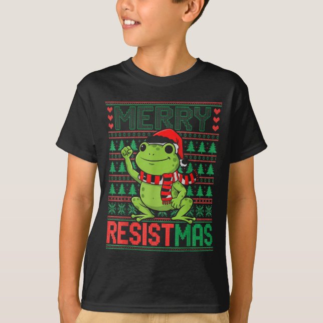 Camiseta Funny Frog Retro Merry Resistmas Litical Ugly Chri (Anverso)