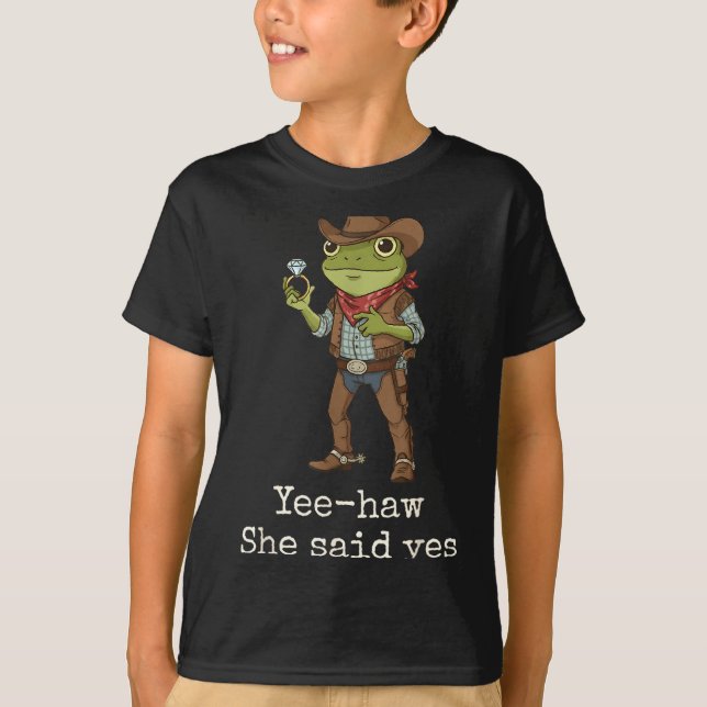 Camiseta Funny Frog Western Engagement Matching Couples Tee (Anverso)