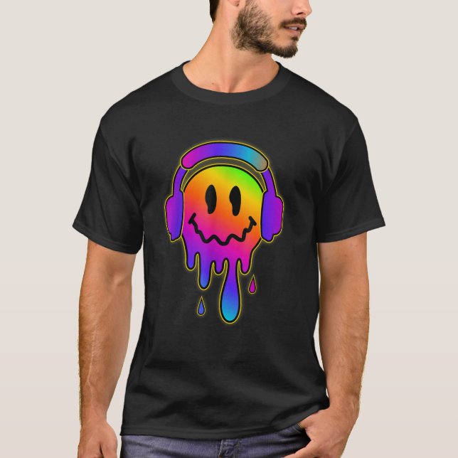 Camiseta Funny Fundición Sonriente Auriculares Auriculares  (Anverso)