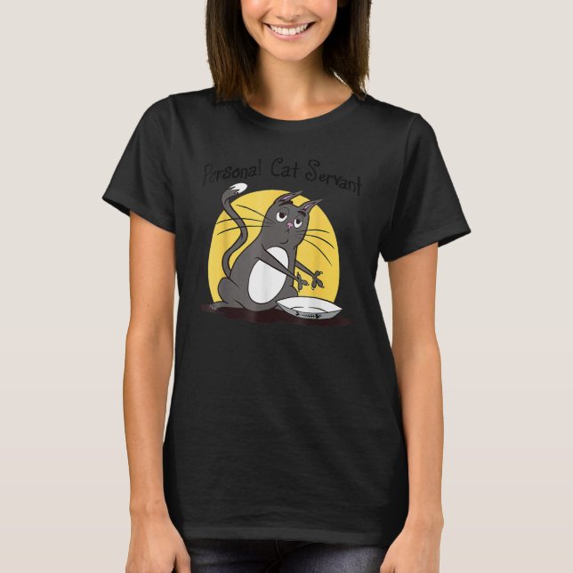 Camiseta Funny Funny Personal Cat Servant Funny Black Cat L (Anverso)
