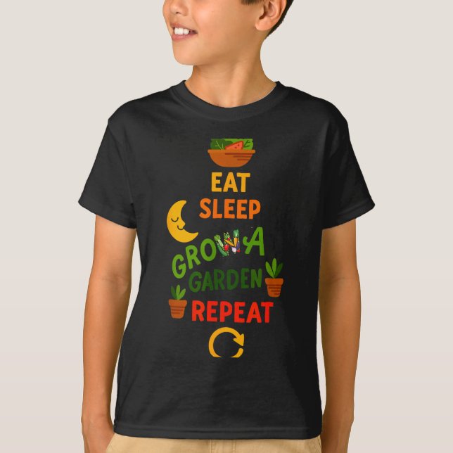 Camiseta Funny Game Eat Sleep Grow A Garden Repeat Gamer De (Anverso)